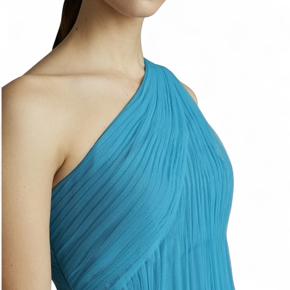 Zac Posen Turquoise One-Shoulder Tulle Midi-Dress MSRP $795.00 Sz 14 NWT - Picture 6 of 8